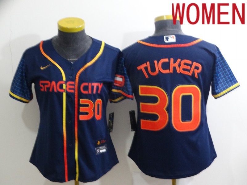 Cheap Women Houston Astros 30 Tucker Blue City Edition Game Nike 2022 MLB Jerseys